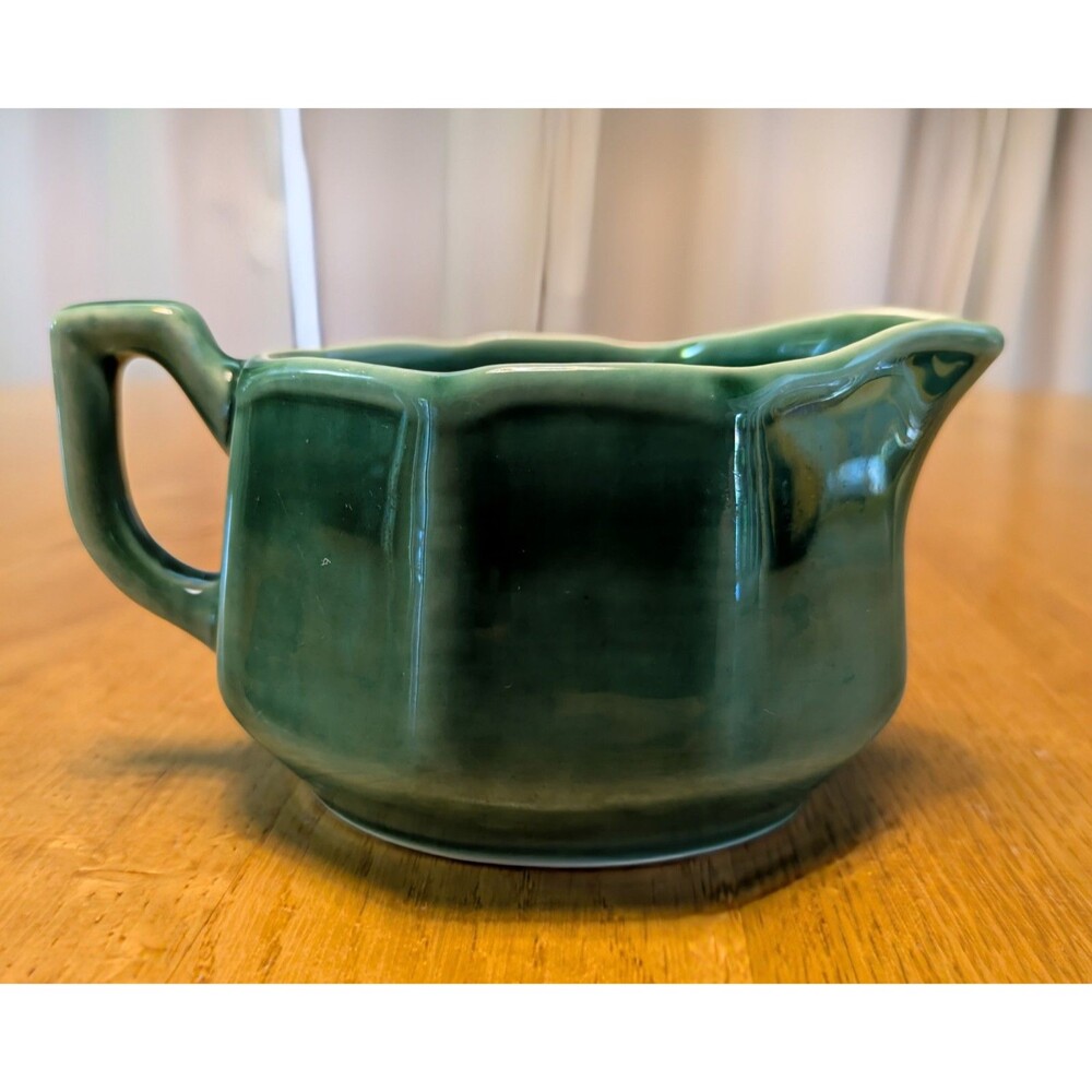 Vintage Mount Clemens Petal Green Pattern Creamer 1930's MCM Cottagecore - Picture 2 of 8
